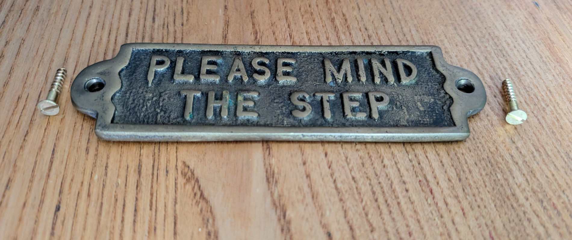 Please Mind The Step - brass sign with vintage screws - Image 2