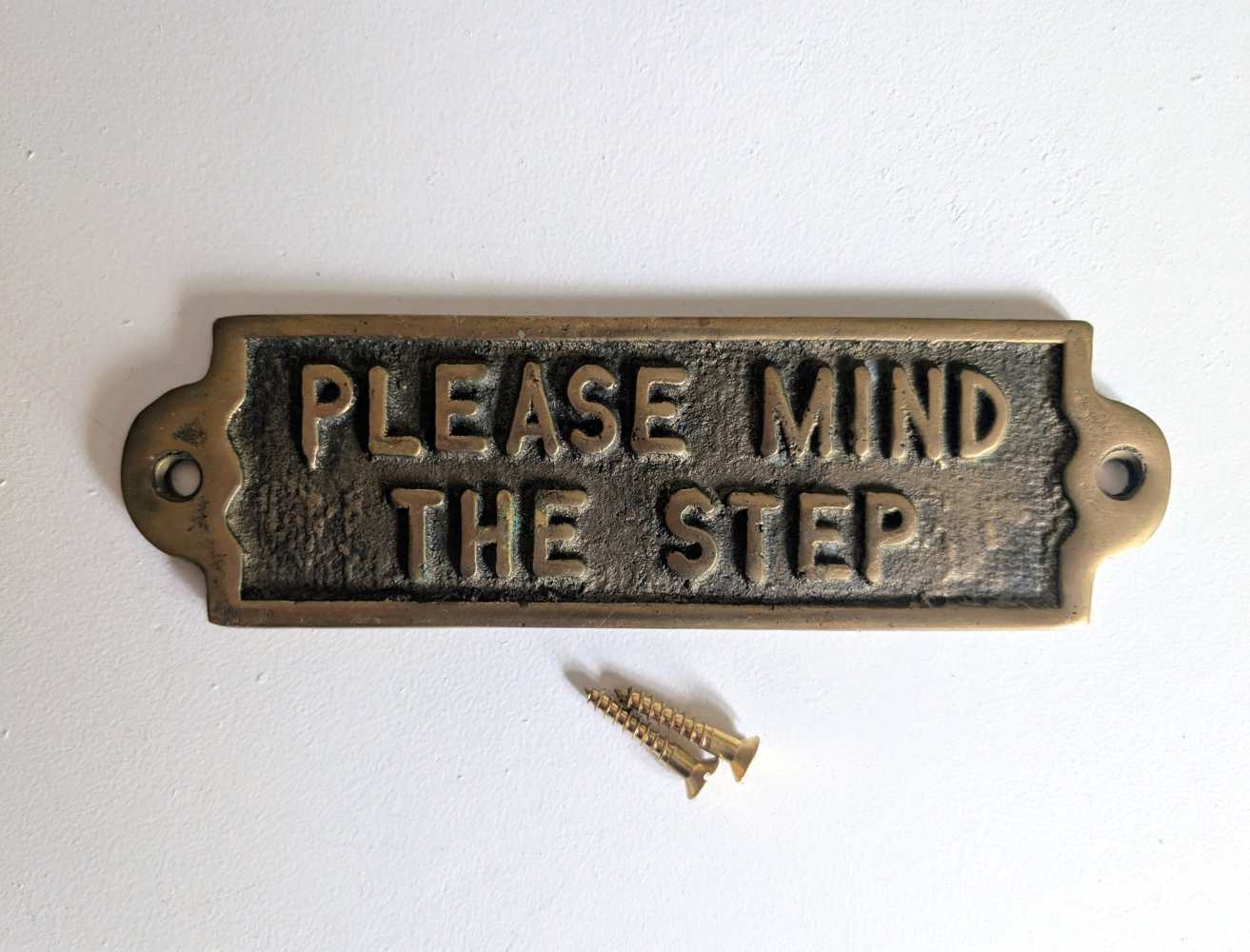 Please Mind The Step - brass sign with vintage screws - Image 7