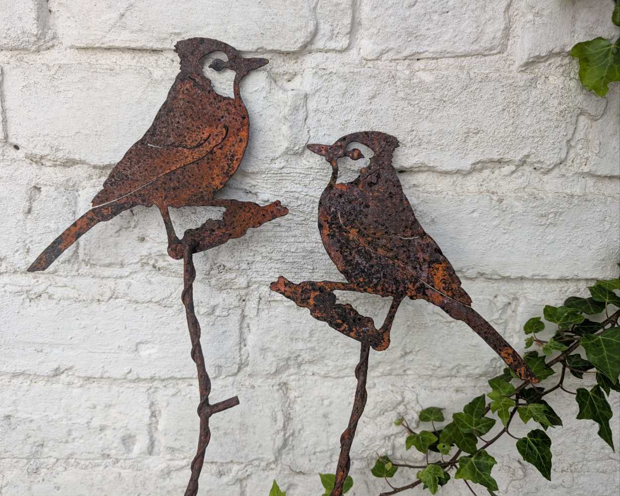 Pair of iron garden birds - Image 4