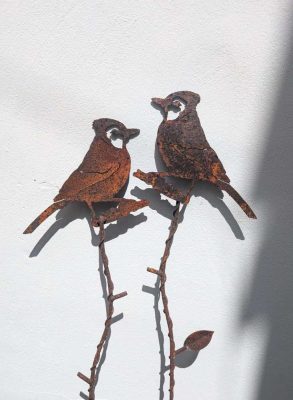 Pair of iron garden birds