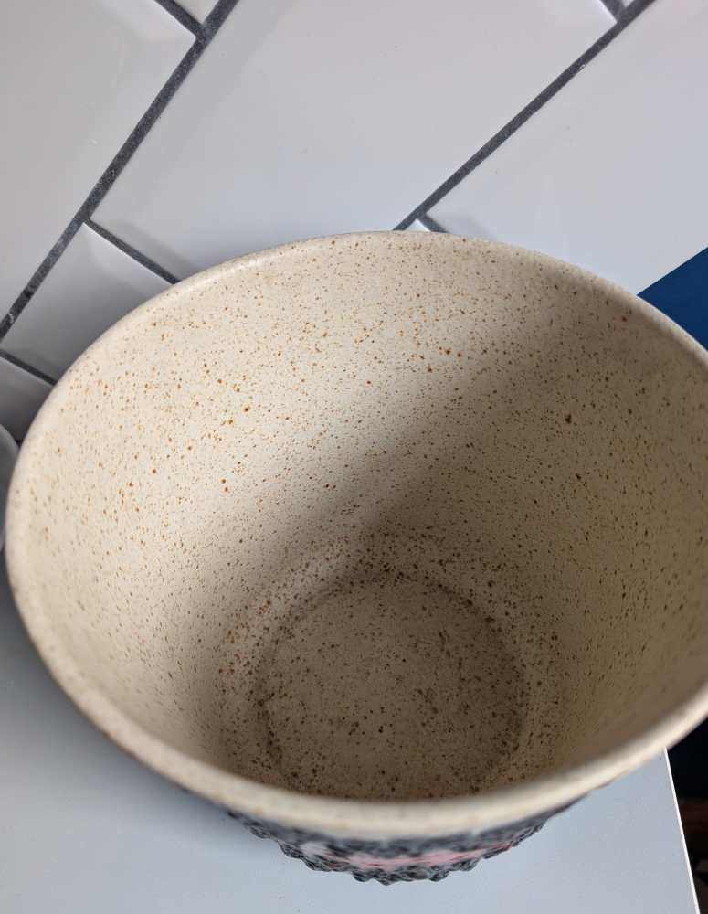 Large Bay Keramik fat lava red and cream plant pot - Image 11
