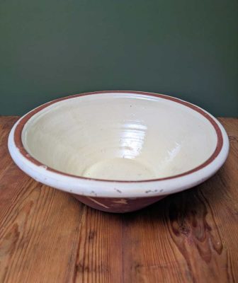19th century glazed stoneware dairy bowl or pancheon