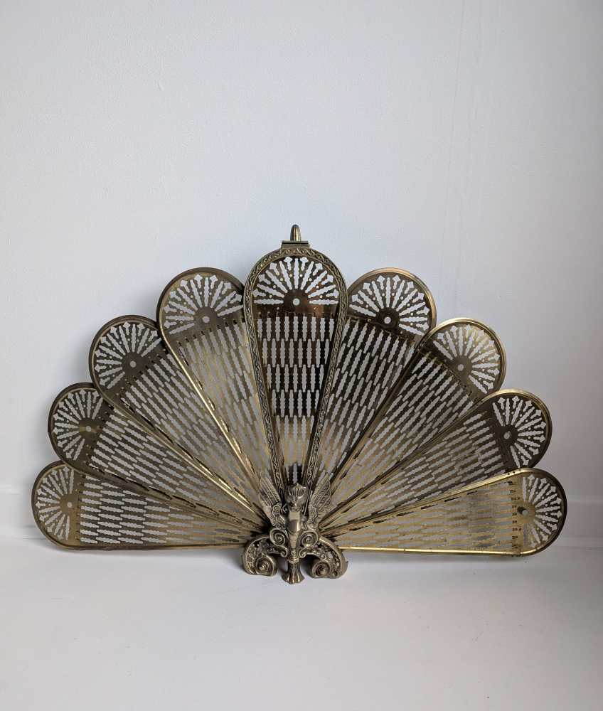 Brass vintage peacock fireguard - Image 9