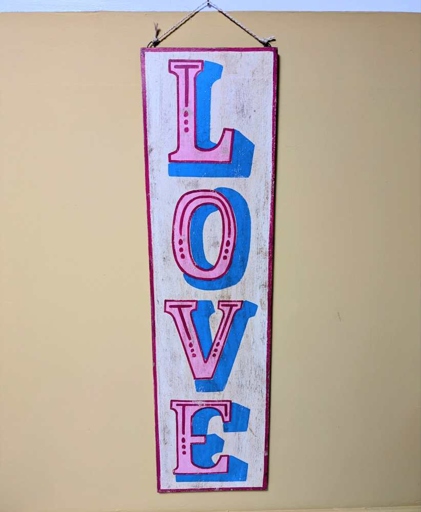 Large handpainted wooden LOVE sign - Image 3