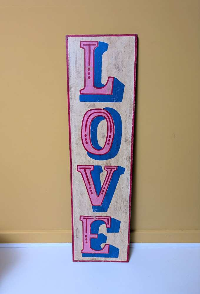 Large handpainted wooden LOVE sign