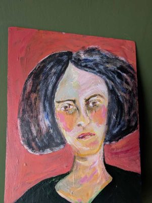Oil on board painting of Margaret