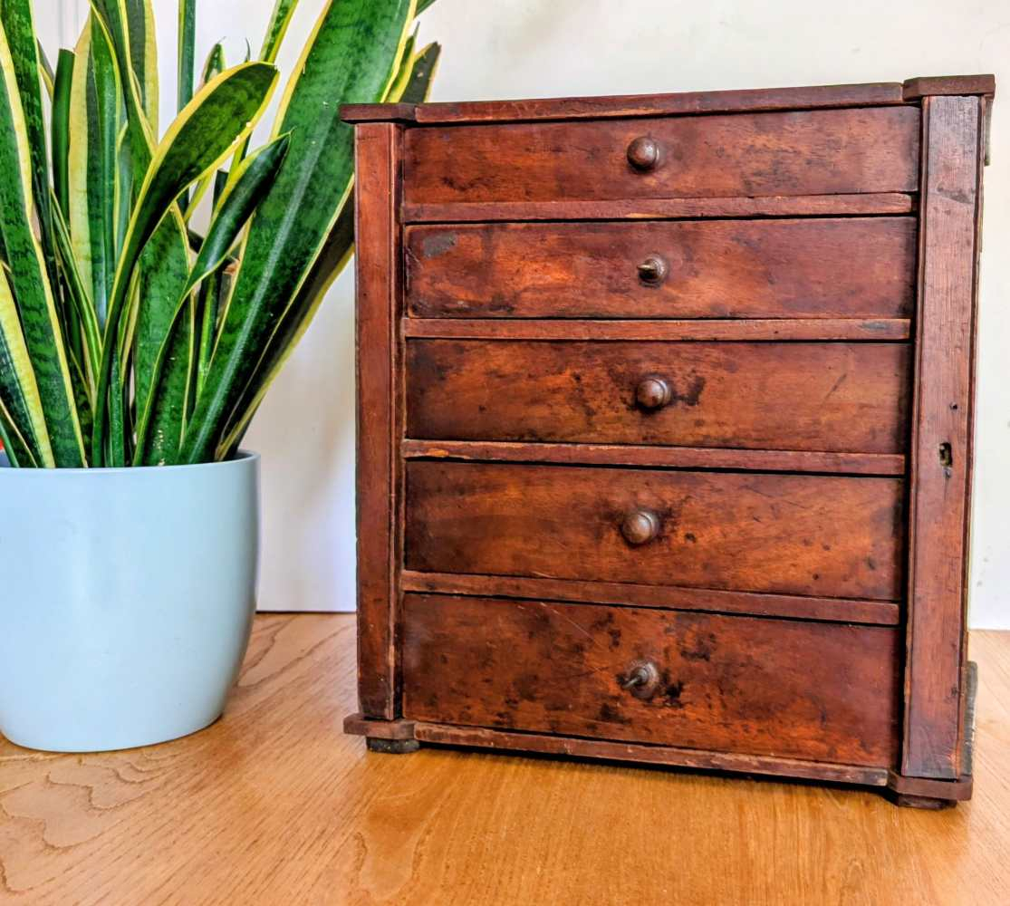 Mini Wellington chest of 5 collector's drawers