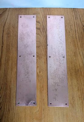 Long vintage brass door push plates