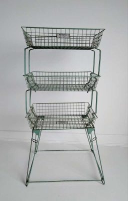 Three tier midcentury 'Beanstalk' vintage wire storage rack
