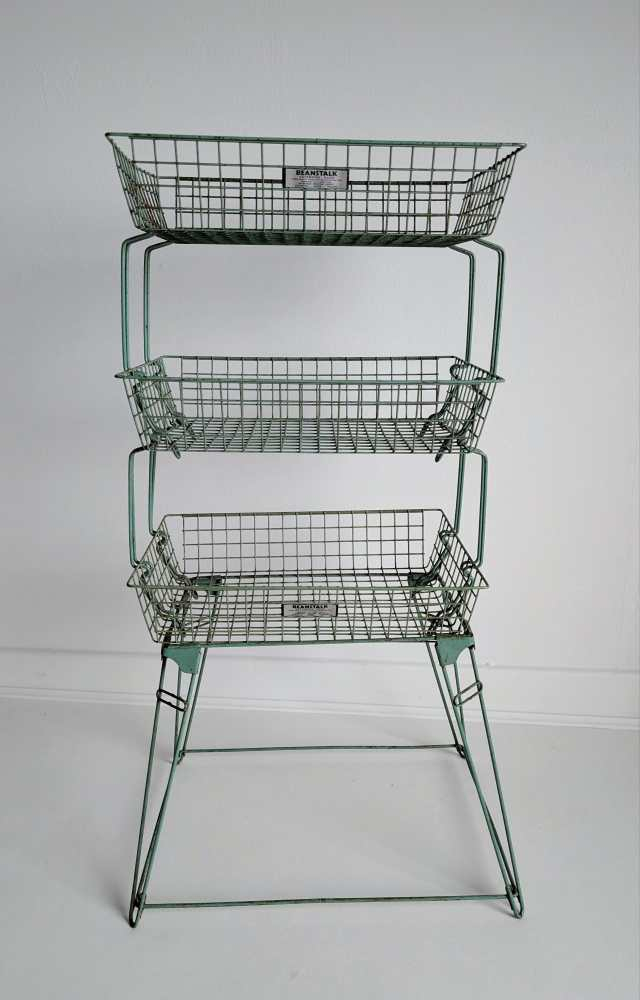 Three tier midcentury 'Beanstalk' vintage wire storage rack