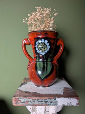 1970s Poët-Laval ceramic floral vase
