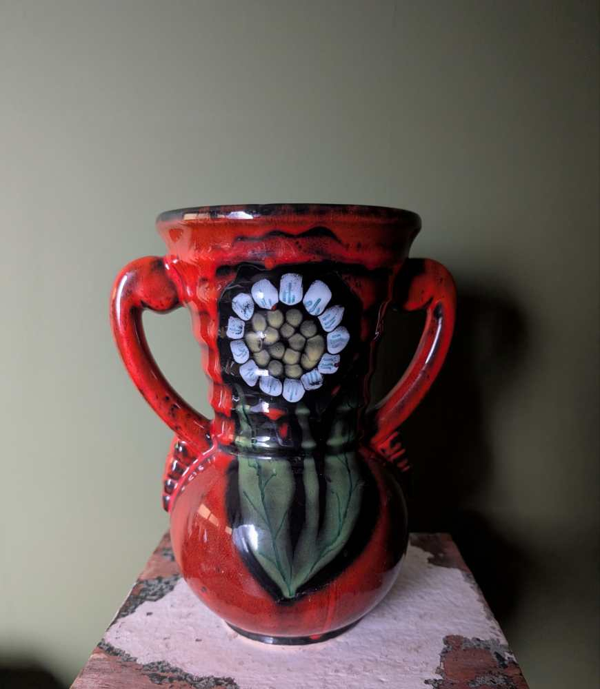 1970s Poët-Laval ceramic floral vase - Image 4