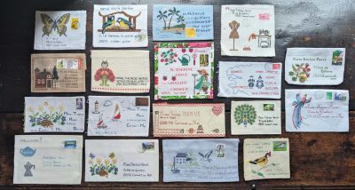 Collection of cross-stitch French envelopes