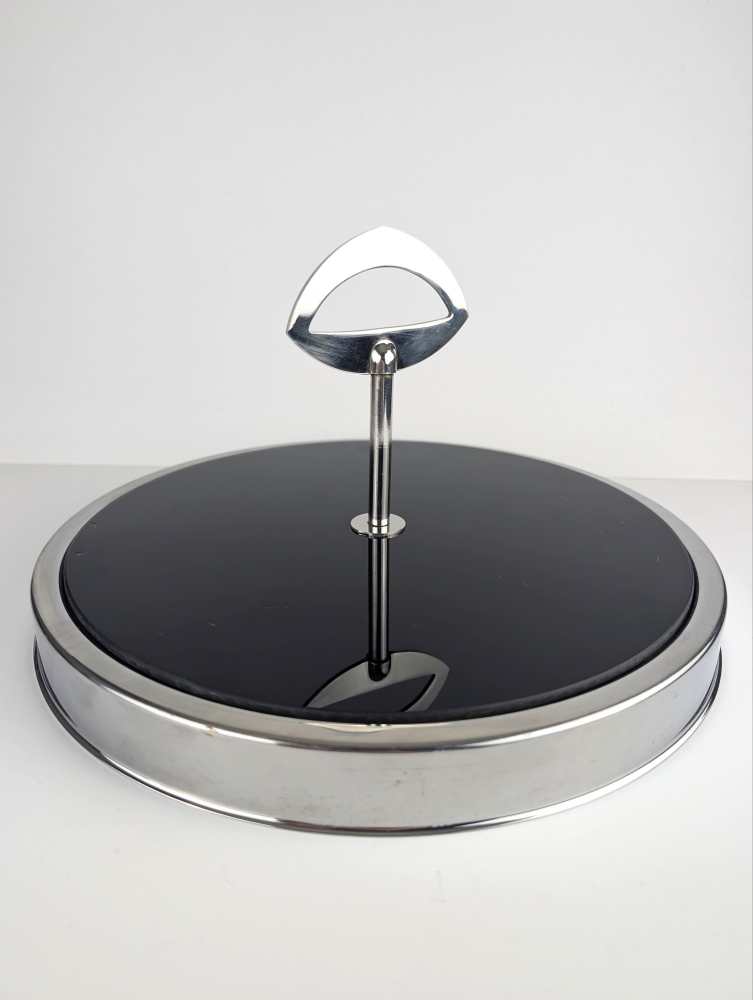 Midcentury chrome and glass lazy Susan - Image 2