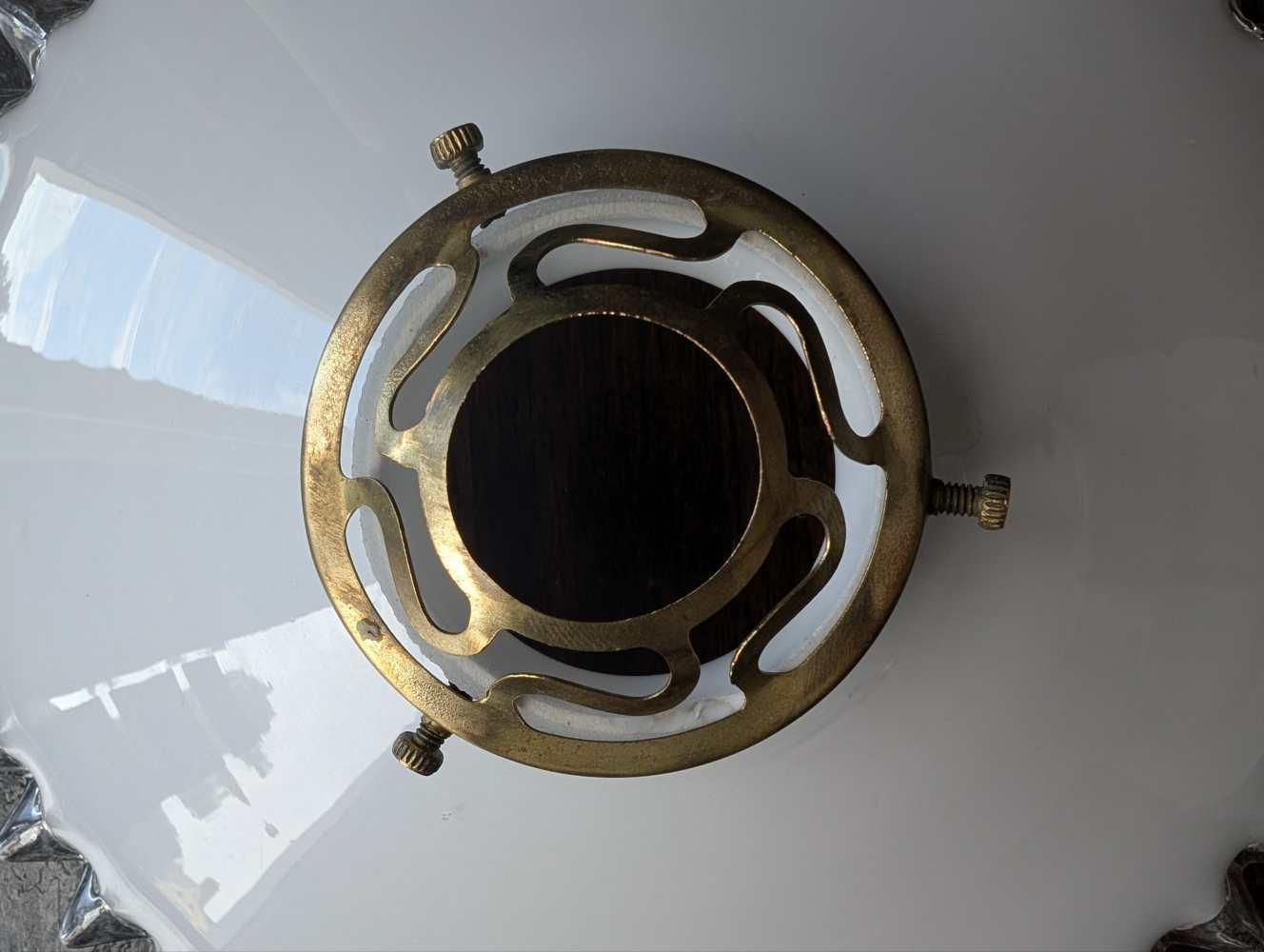 French c.1930s opaline glass pendant light shade - Image 2