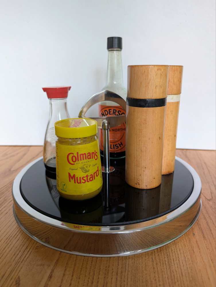 Midcentury chrome and glass lazy Susan - Image 5