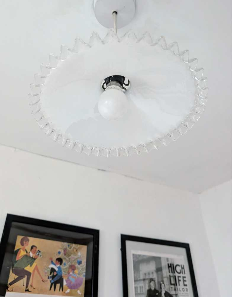 French c.1930s opaline glass pendant light shade - Image 7