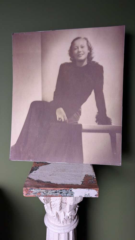 Large photographic portrait of 1940s fashion designer - Image 2