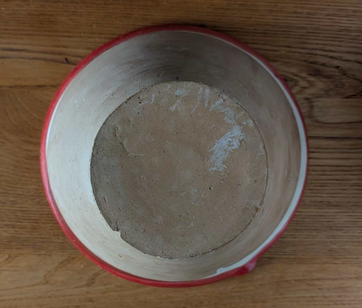 Tall stoneware dairy bowl with red interior - Image 15