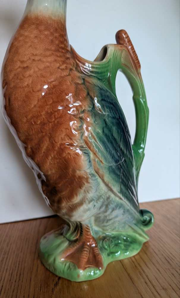 Barbotine duck absinthe water jug, St Clement, France, 1950s - Image 9