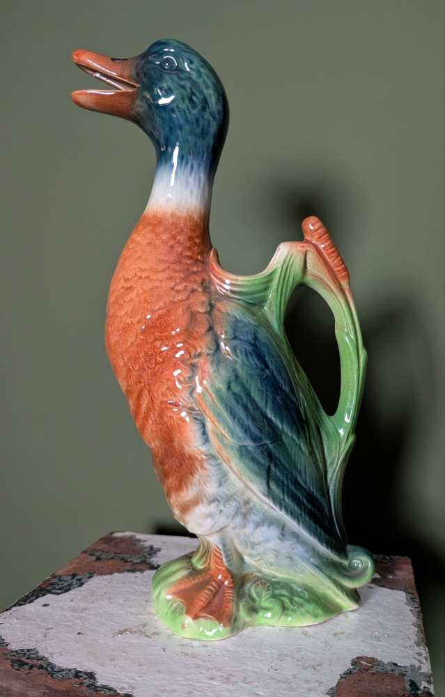 Barbotine duck absinthe water jug, St Clement, France, 1950s - Image 5