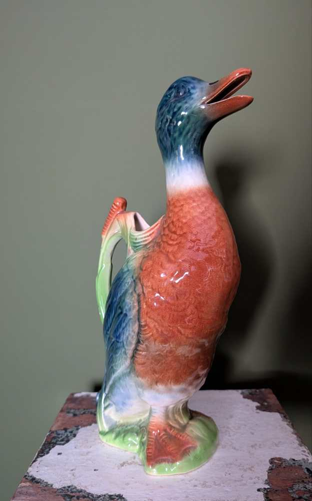 Barbotine duck absinthe water jug, St Clement, France, 1950s - Image 2