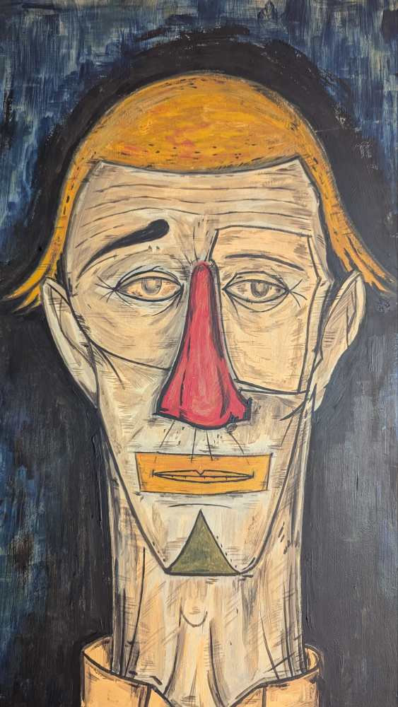 Original oil on canvas painting of 'Tete de Clown' after Bernard Buffet - Image 16