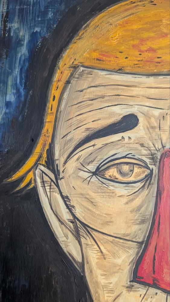 Original oil on canvas painting of 'Tete de Clown' after Bernard Buffet - Image 13
