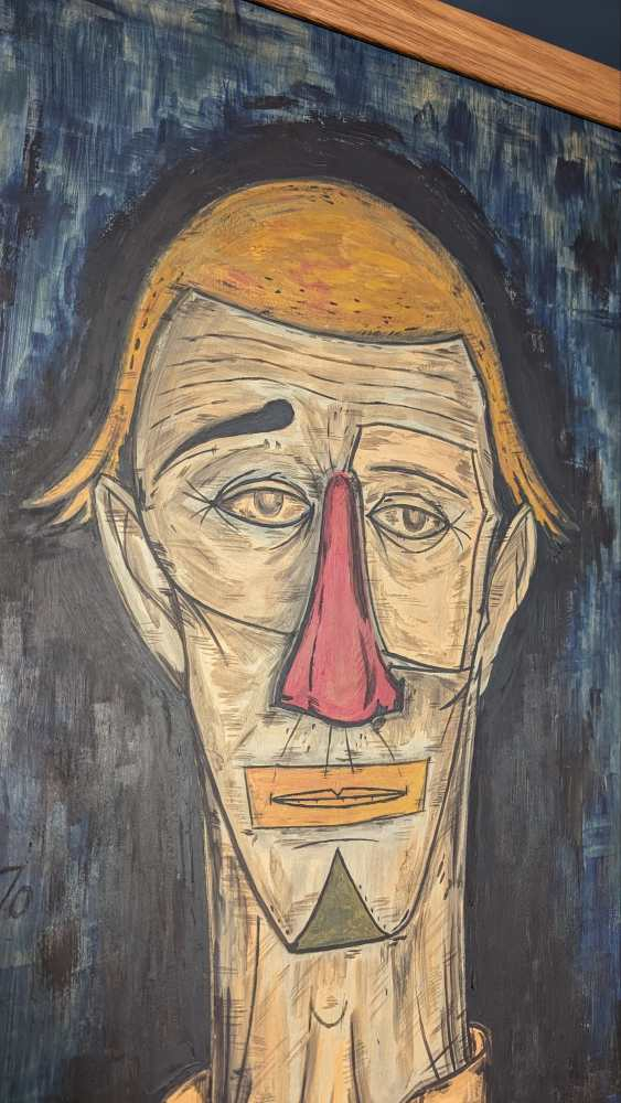 Original oil on canvas painting of 'Tete de Clown' after Bernard Buffet - Image 4