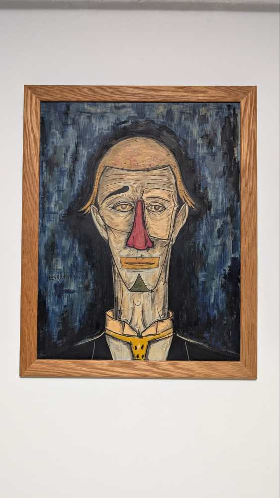 Original oil on canvas painting of 'Tete de Clown' after Bernard Buffet