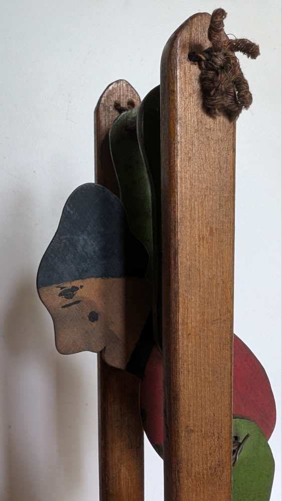 Vintage scratch-built mechanical wooden trapeze toy - Image 4