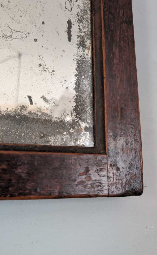 19th c. heavily foxed mirror in oak frame - Image 10
