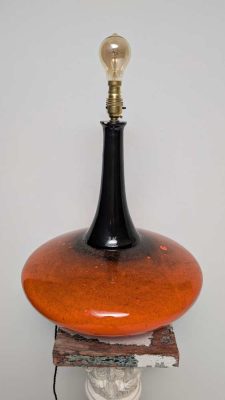 Huge 1960s black and orange French table lamp