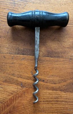 Antique turned wooden handled corkscrew