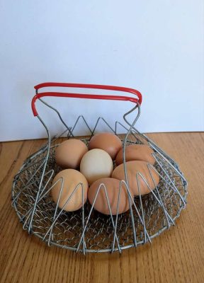 Midcentury collapsing egg basket - fruit bowl