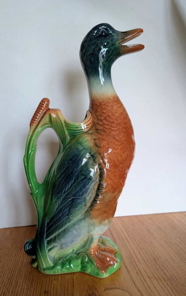 Barbotine duck absinthe water jug, St Clement, France, 1950s - Image 11