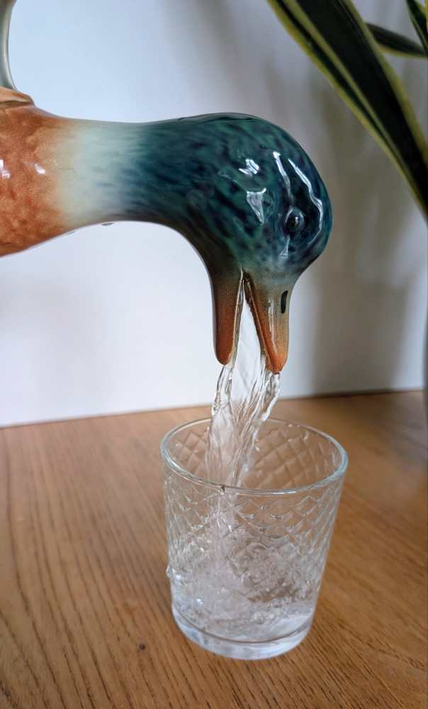 Barbotine duck absinthe water jug, St Clement, France, 1950s - Image 12