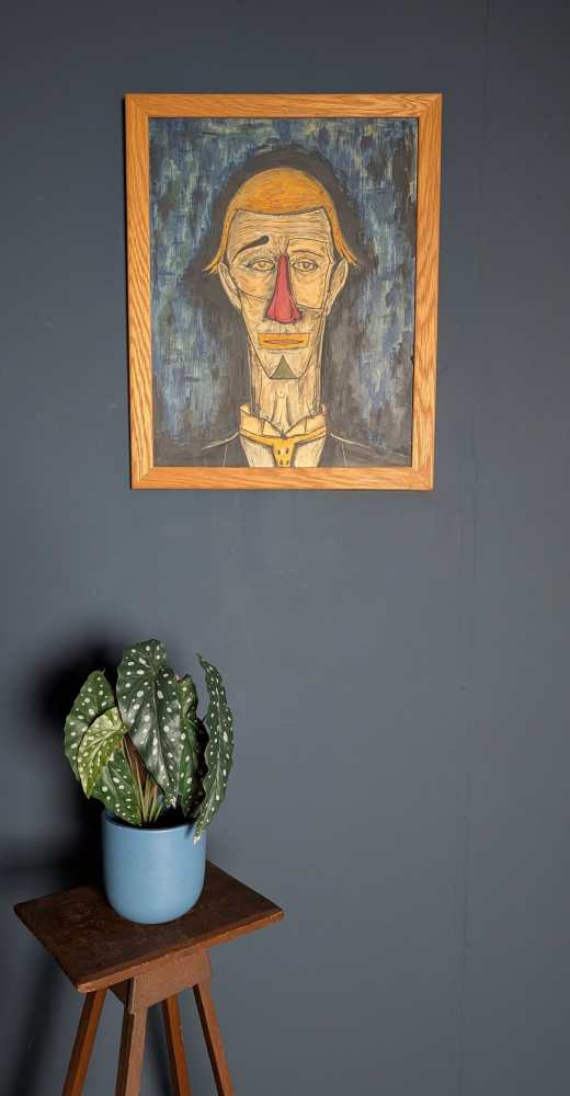 Original oil on canvas painting of 'Tete de Clown' after Bernard Buffet - Image 6