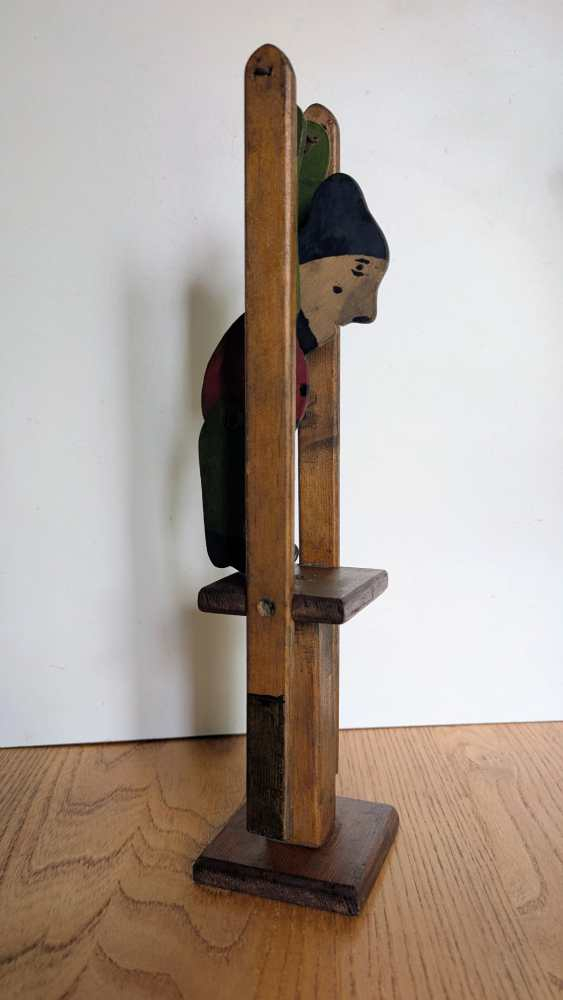 Vintage scratch-built mechanical wooden trapeze toy - Image 7