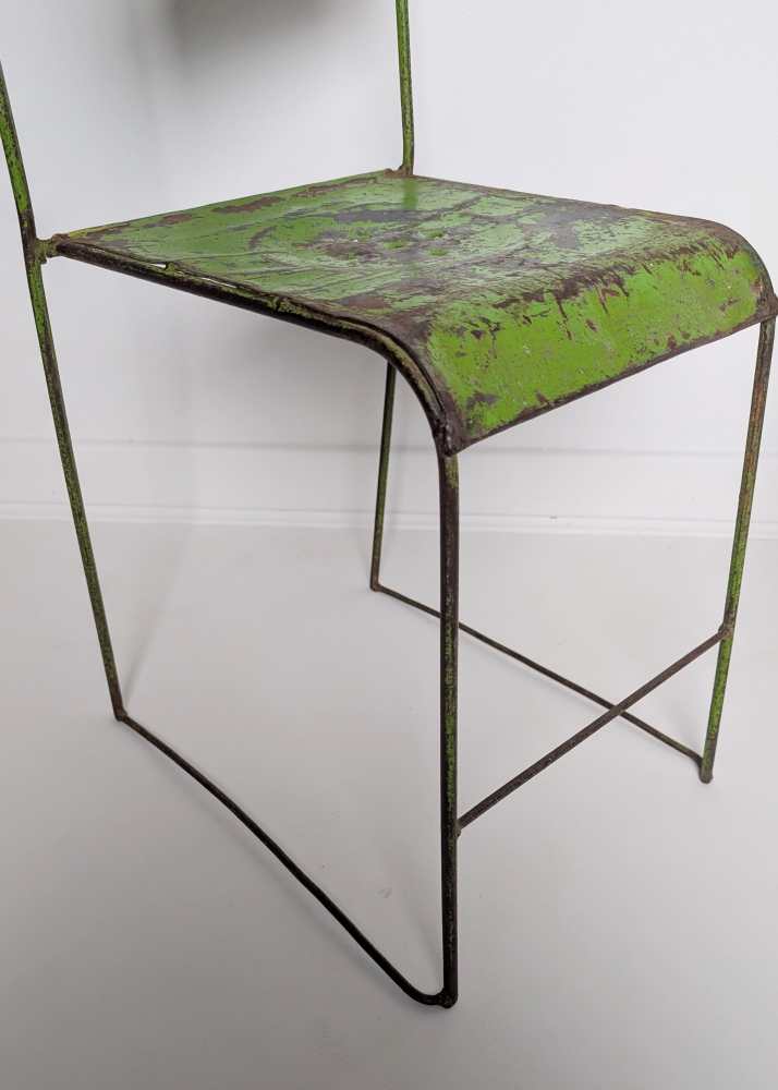 Pair of midcentury industrial painted metal chairs - Image 5