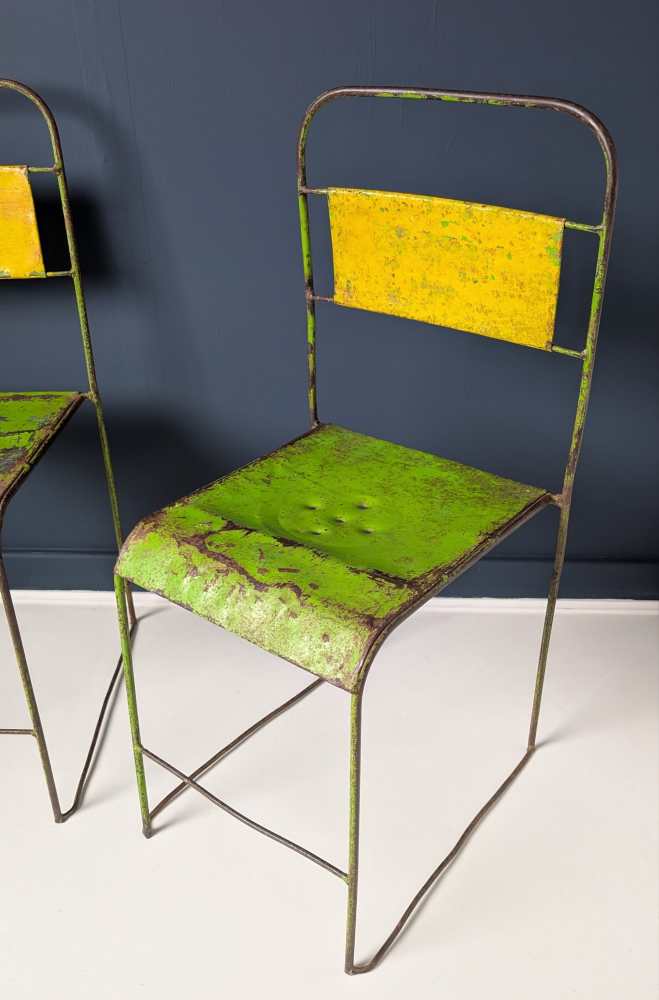 Pair of midcentury industrial painted metal chairs - Image 2