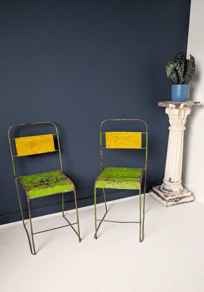 Pair of midcentury industrial painted metal chairs - Image 12