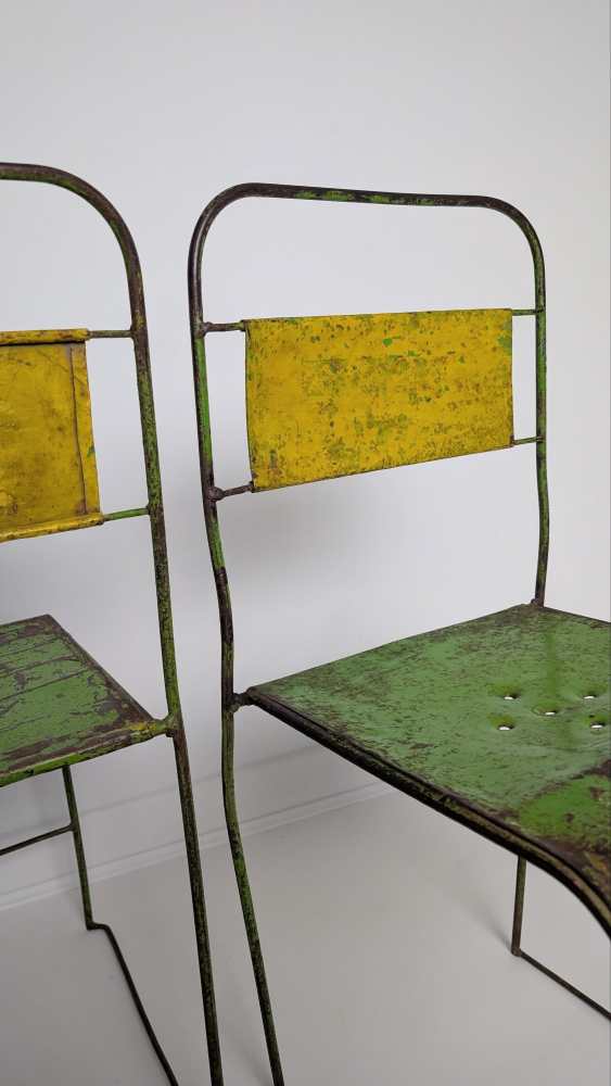 Pair of midcentury industrial painted metal chairs - Image 16