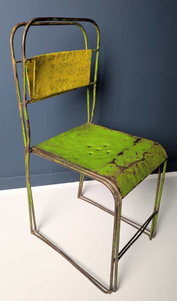Pair of midcentury industrial painted metal chairs - Image 7