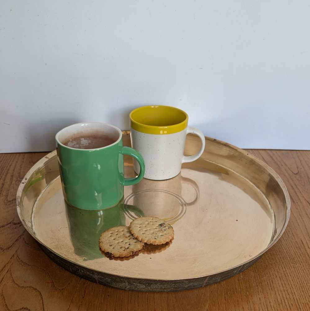 Round brass vintage tray