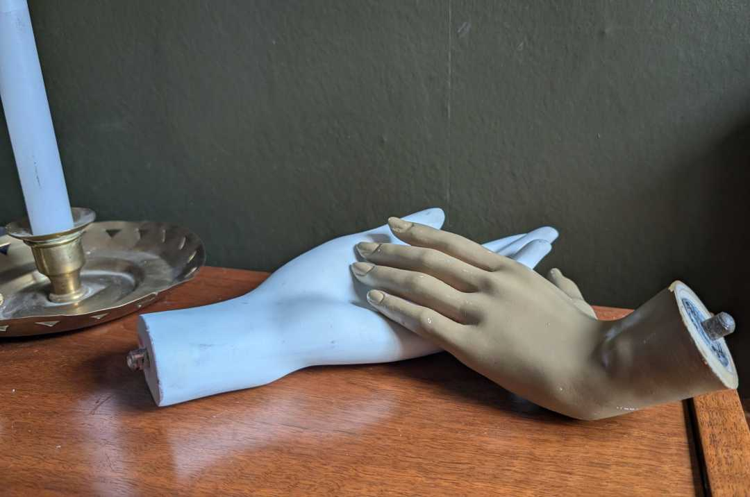 Vintage brown and white hand mannequins - Image 12
