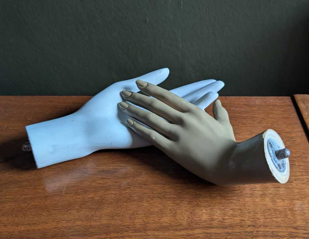 Vintage brown and white hand mannequins - Image 8