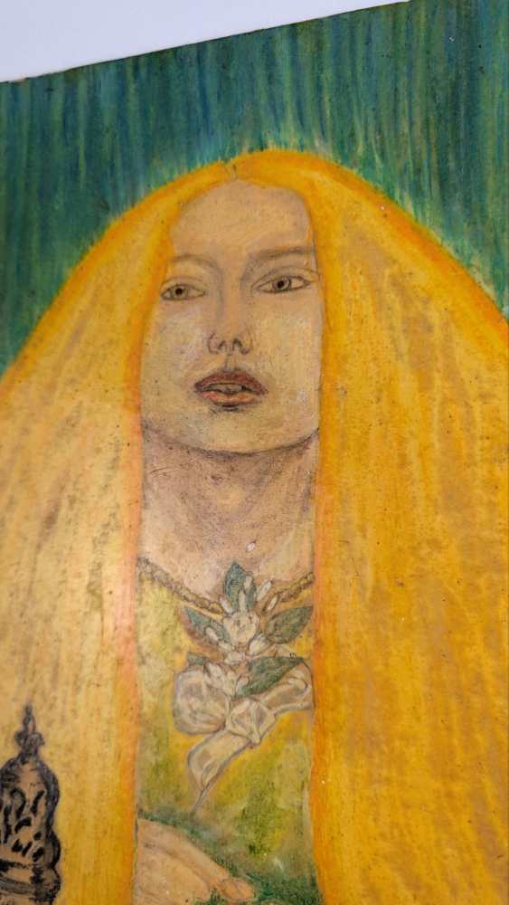 Yellow haired woman, original portrait painting - Image 2