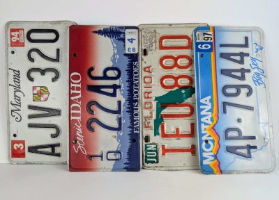 Collection of American vehicle licence plates from the '90s