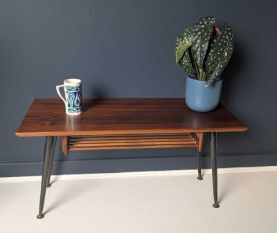 Midcentury teak coffee table with magazine shelf